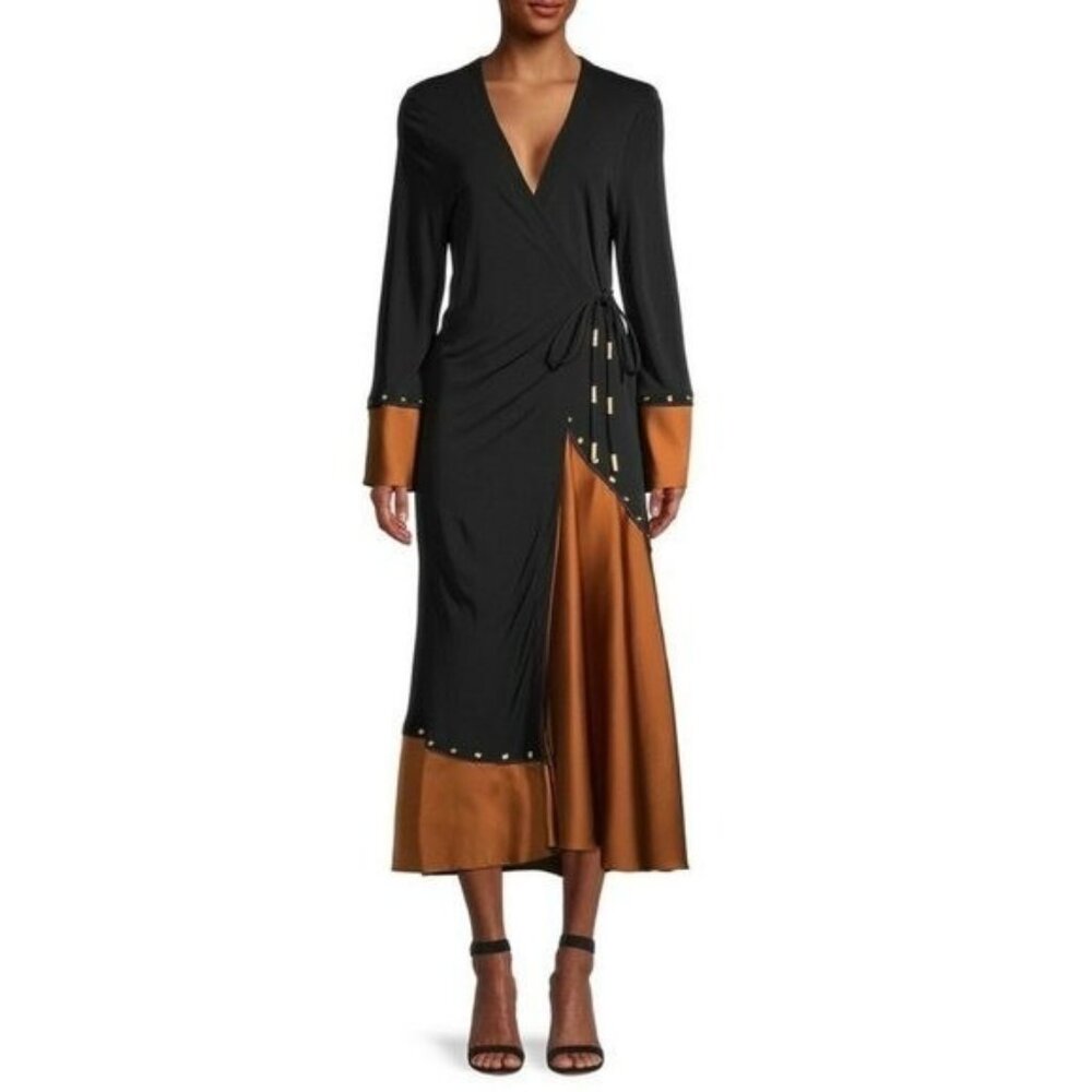 Black and orange brass studded Tory Burch midi/maxi dress size XS/S $795